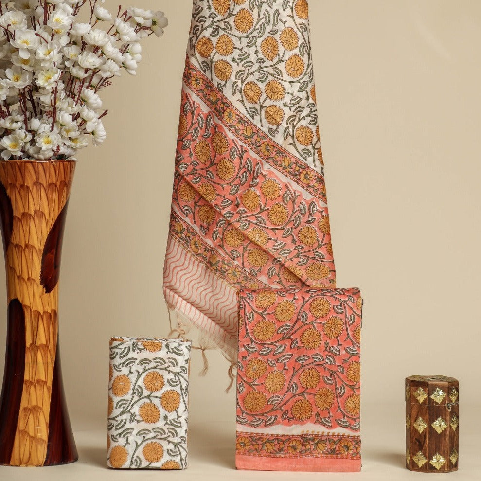 Shop hand block print chanderi suits in jaipur (CHA748)