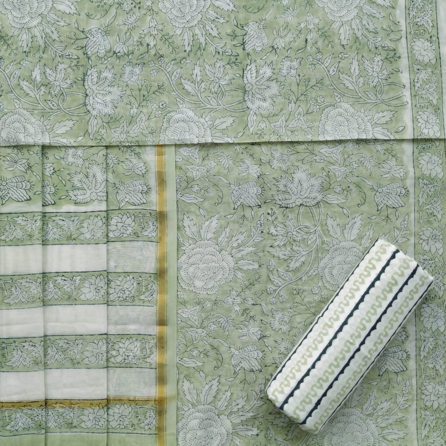 Shop block print chanderi silk suit online shopping (CHA775)