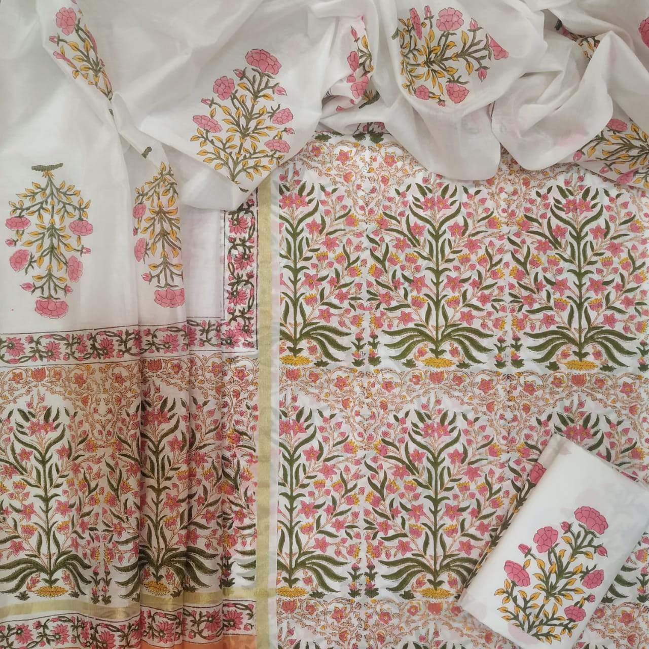 Classic Cotton Suits with  Premium Chanderi Silk Dupatta (CHD01) - ShalviFashion