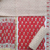 Shop unstitched hand block print cotton suit set with chanderi dupatta (CHD101)