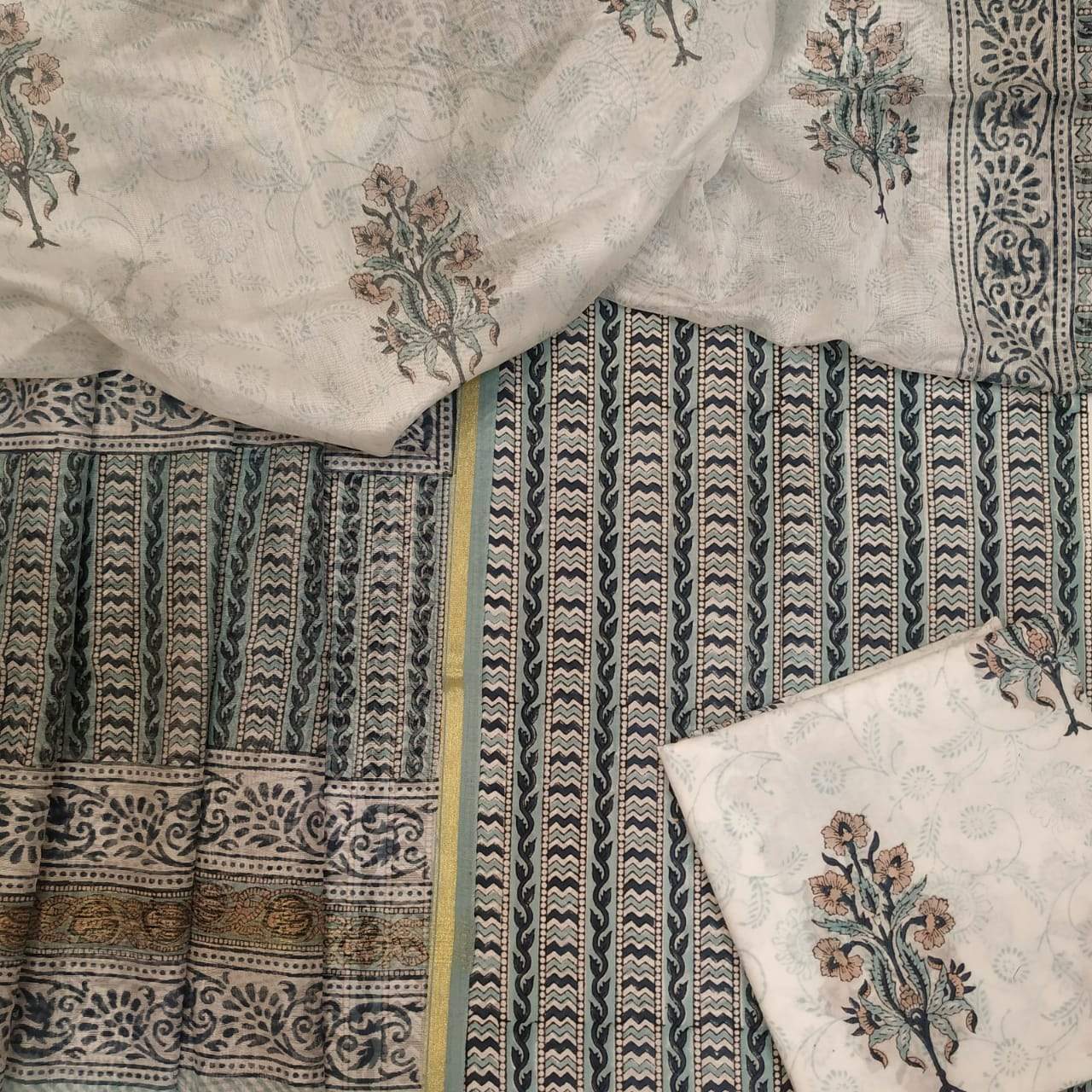 Classic Cotton Suits with  Premium Chanderi Silk Dupatta (CHD22) - ShalviFashion