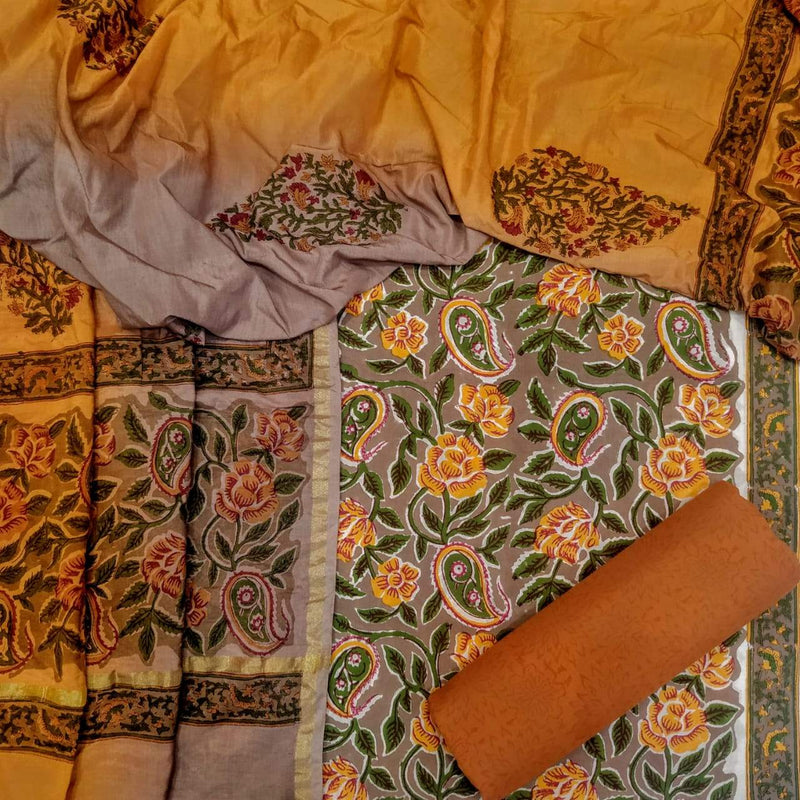 Premimum Cotton Suits with  Premium Chanderi Silk Dupatta (CHD28) - ShalviFashion