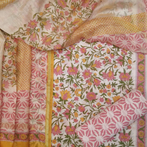 Designer Cotton Suit with Premium Chanderi Silk Dupatta (CHD33) - ShalviFashion