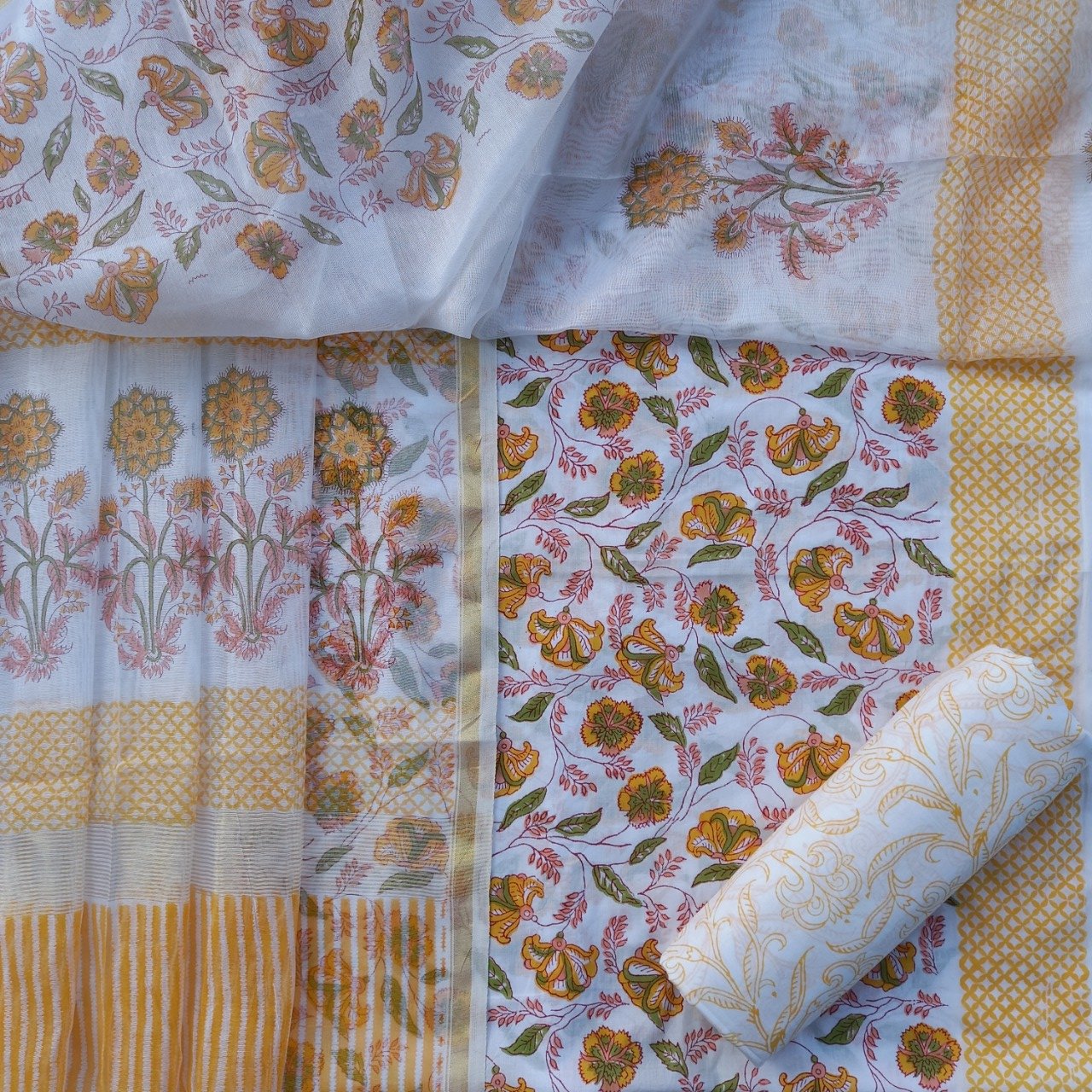 Elegant Pure Cotton Suit with Premium Chanderi Silk Dupatta (CHD43) - ShalviFashion