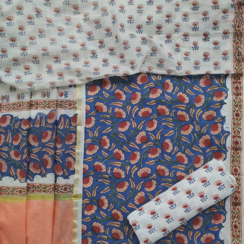 Shop Unstitched Pure Cotton Suit with Premium Chanderi Silk Dupatta (CHD52)