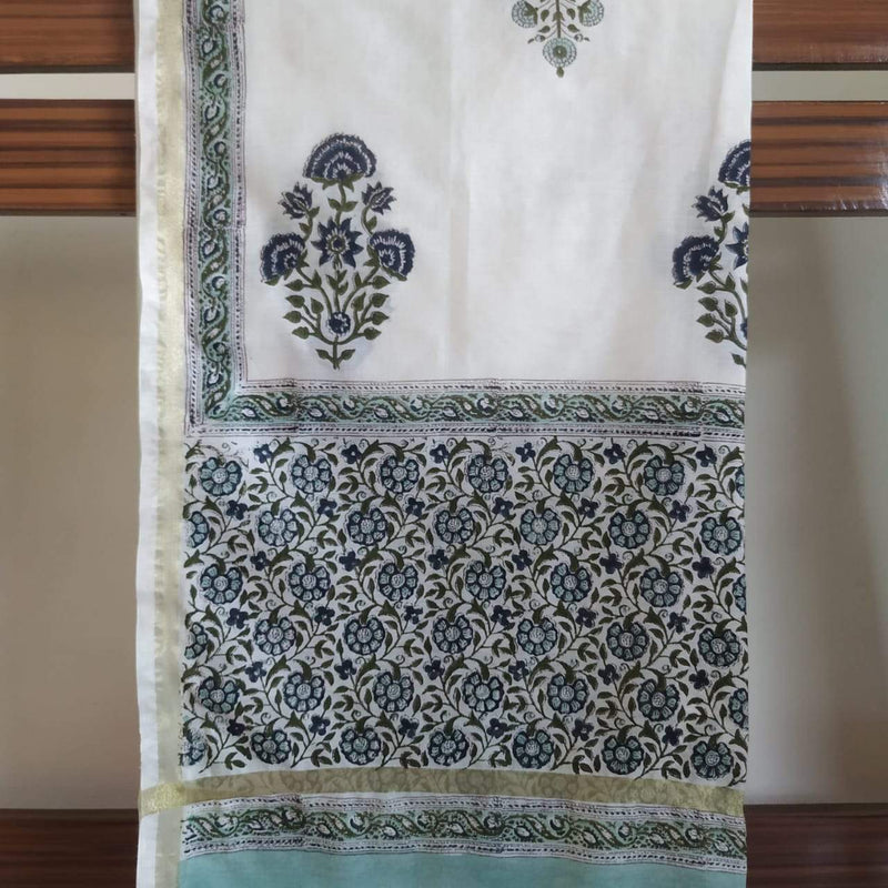Traditional Hand Block Print Pure Cotton Suit with Premium Chanderi Silk Dupatta (CHD59) - ShalviFashion