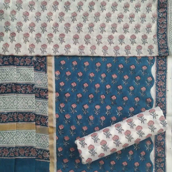 Shop Unstitched Pure Cotton Suits with Premium Chanderi Silk Dupatta (CHD66)
