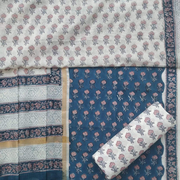Shop Unstitched Pure Cotton Suits with Premium Chanderi Silk Dupatta (CHD71)