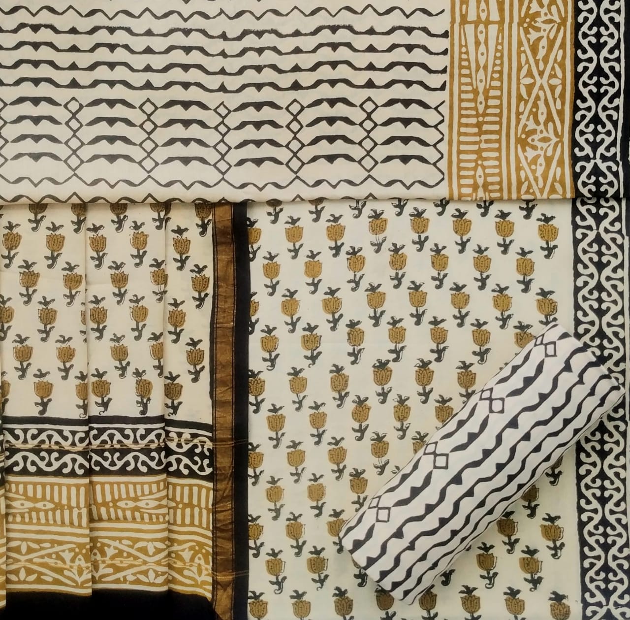 shop unstitched cotton suits with chanderi dupatta