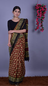 Designer Handblock Print Chanderi Saree (CHSAR11) - ShalviFashion