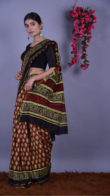 Designer Handblock Print Chanderi Saree (CHSAR11) - ShalviFashion