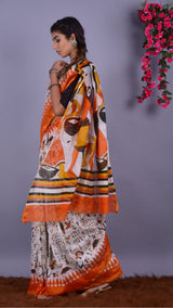 Beautifully Hand carfted Chanderi Saree (CHSAR13) - ShalviFashion