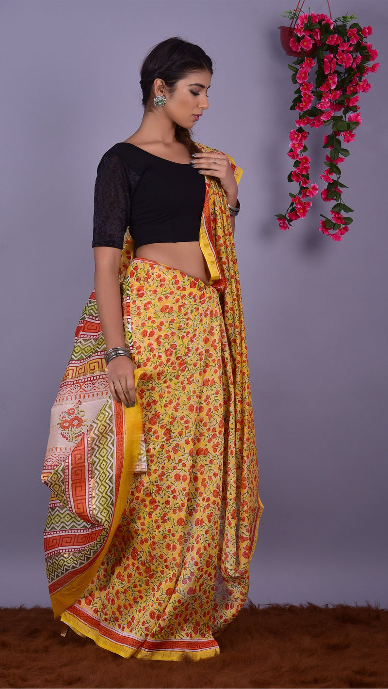 Beautifully Hand carfted Chanderi Saree (CHSAR16) - ShalviFashion