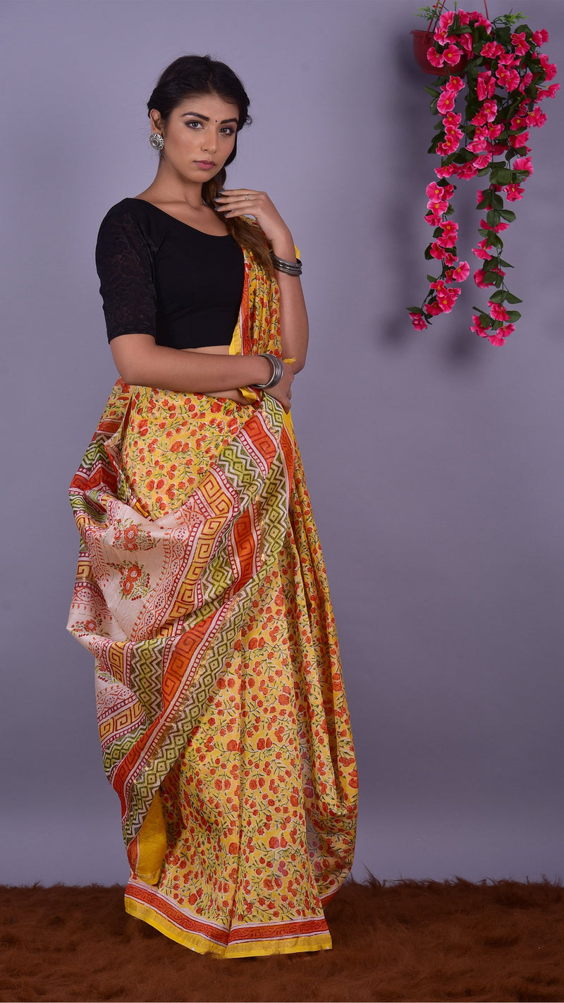 Beautifully Hand carfted Chanderi Saree (CHSAR16) - ShalviFashion