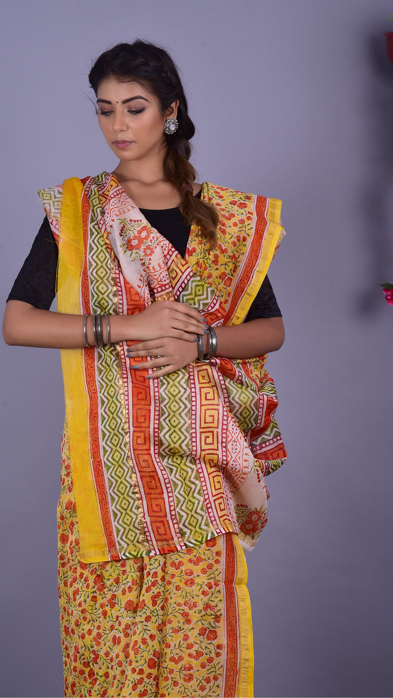 Beautifully Hand carfted Chanderi Saree (CHSAR16) - ShalviFashion