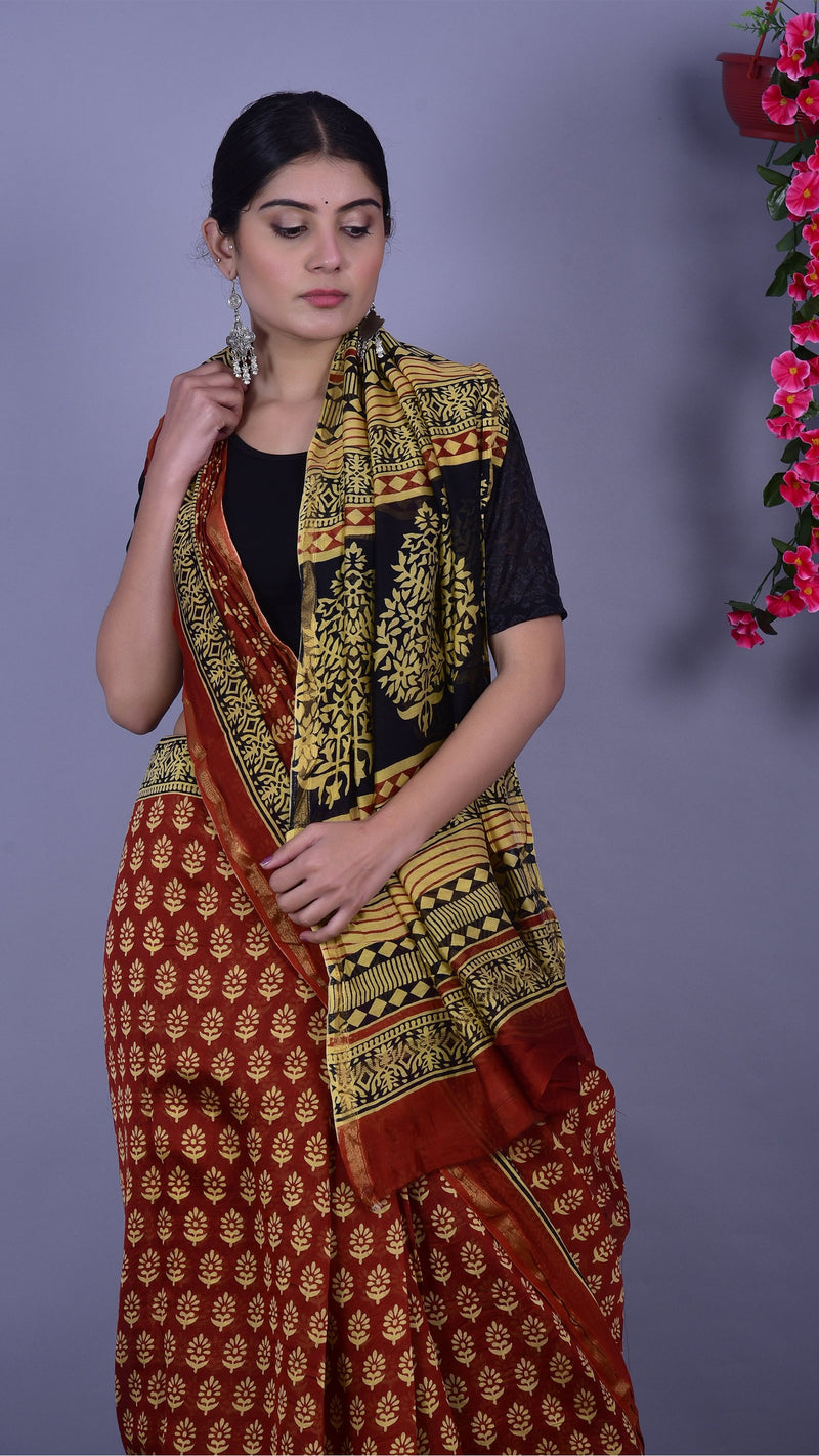 Beautifully Hand carfted Chanderi Saree (CHSAR17) - ShalviFashion