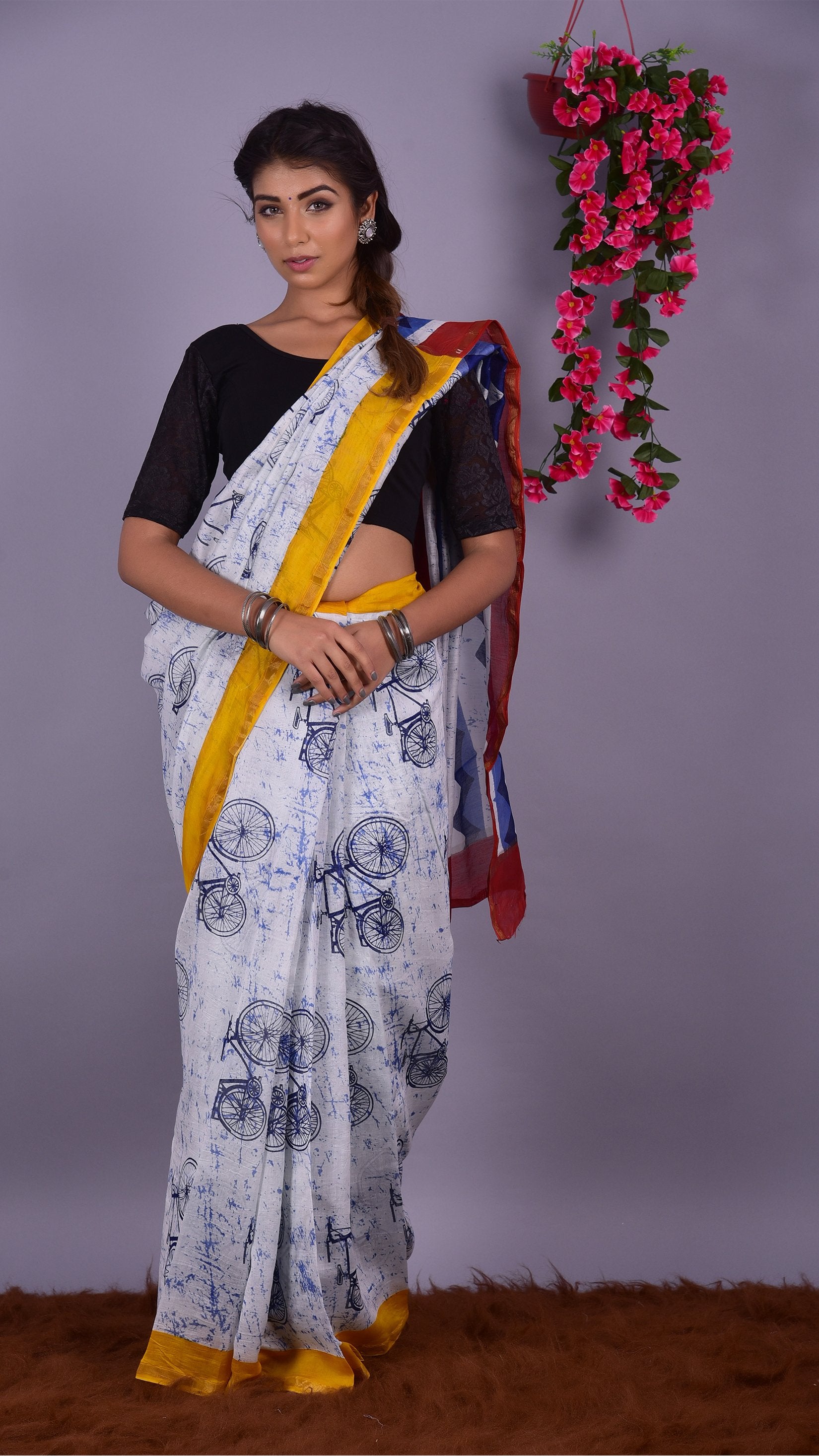 Beautifully Hand carfted Chanderi Saree (CHSAR18) - ShalviFashion