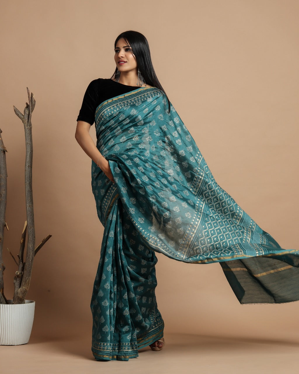 Shop Hand Block Print Premium Chanderi Saree Collection online (CHSAR39)
