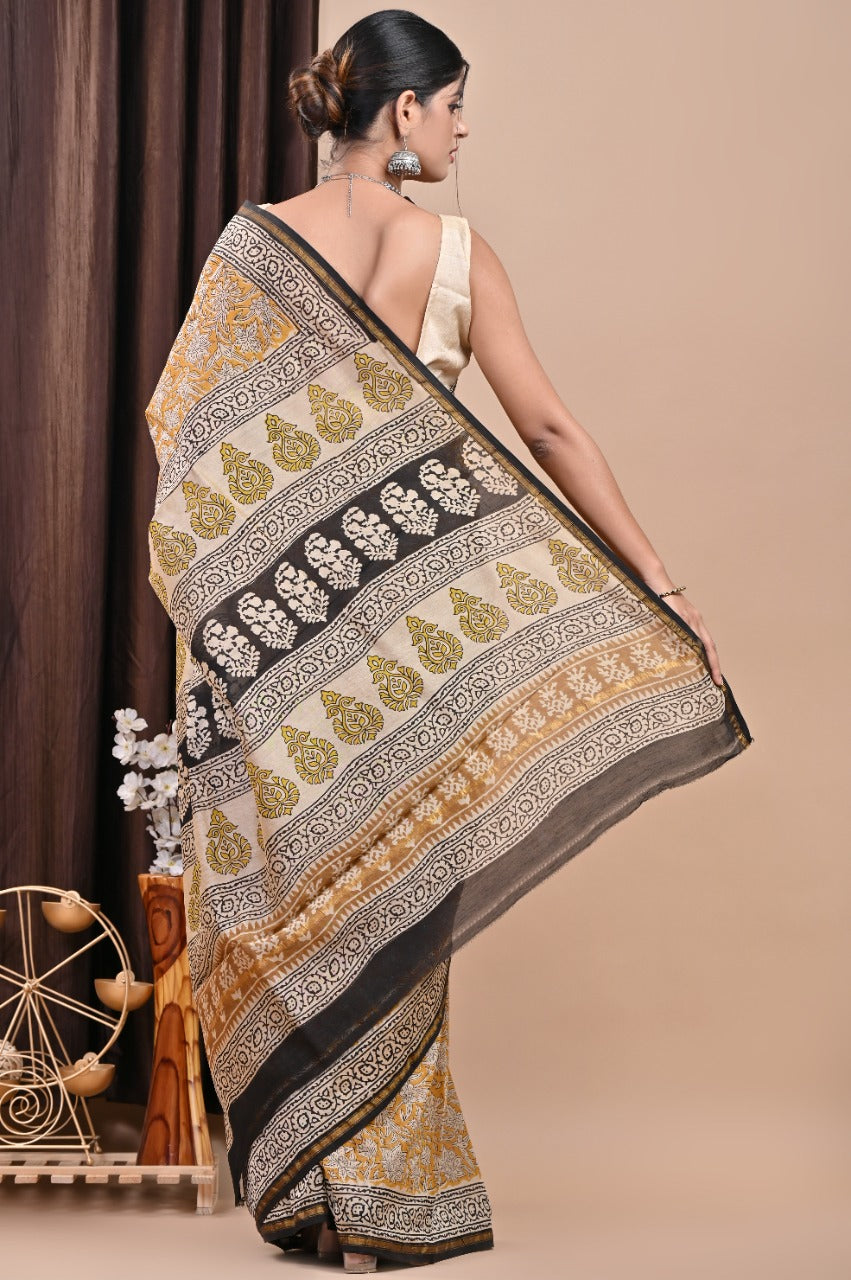 Shop bagru print chanderi silk sarees (CHSAR47)
