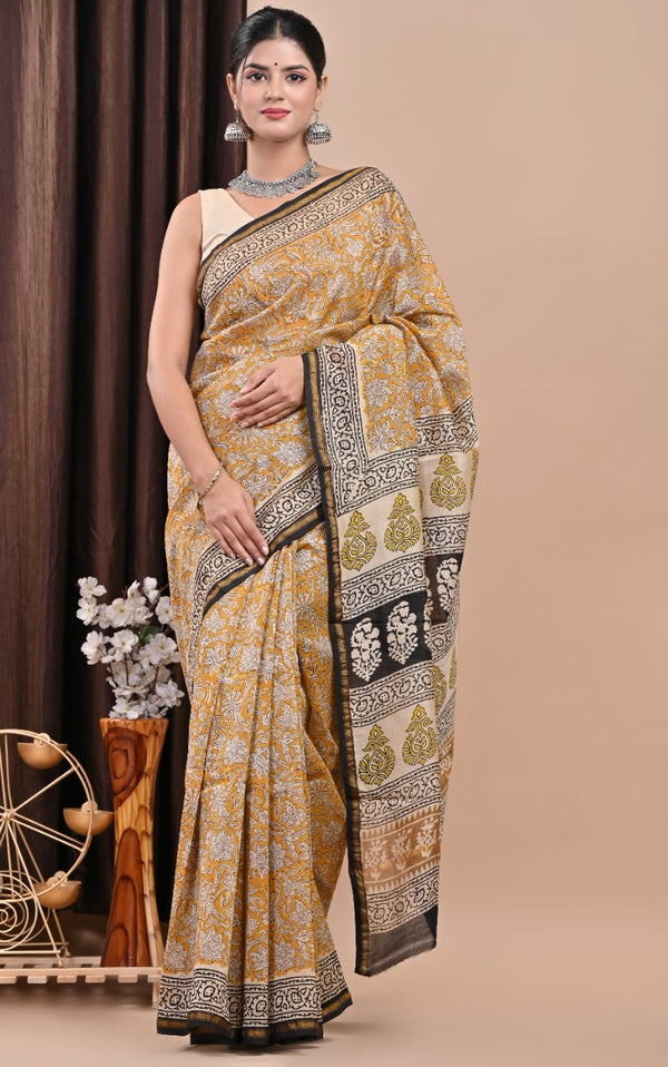 Shop bagru print chanderi silk sarees (CHSAR47)