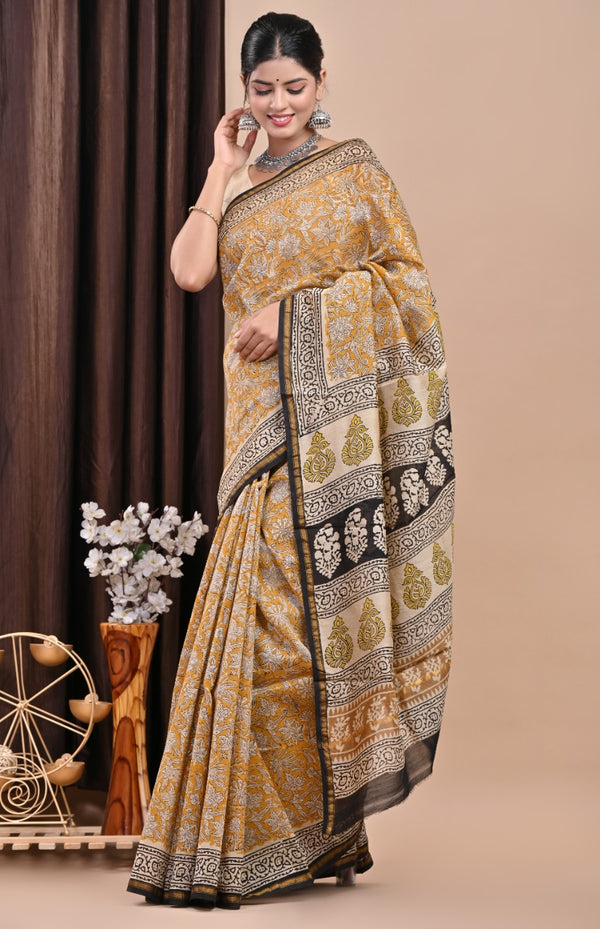 Shop bagru print chanderi silk sarees (CHSAR47)