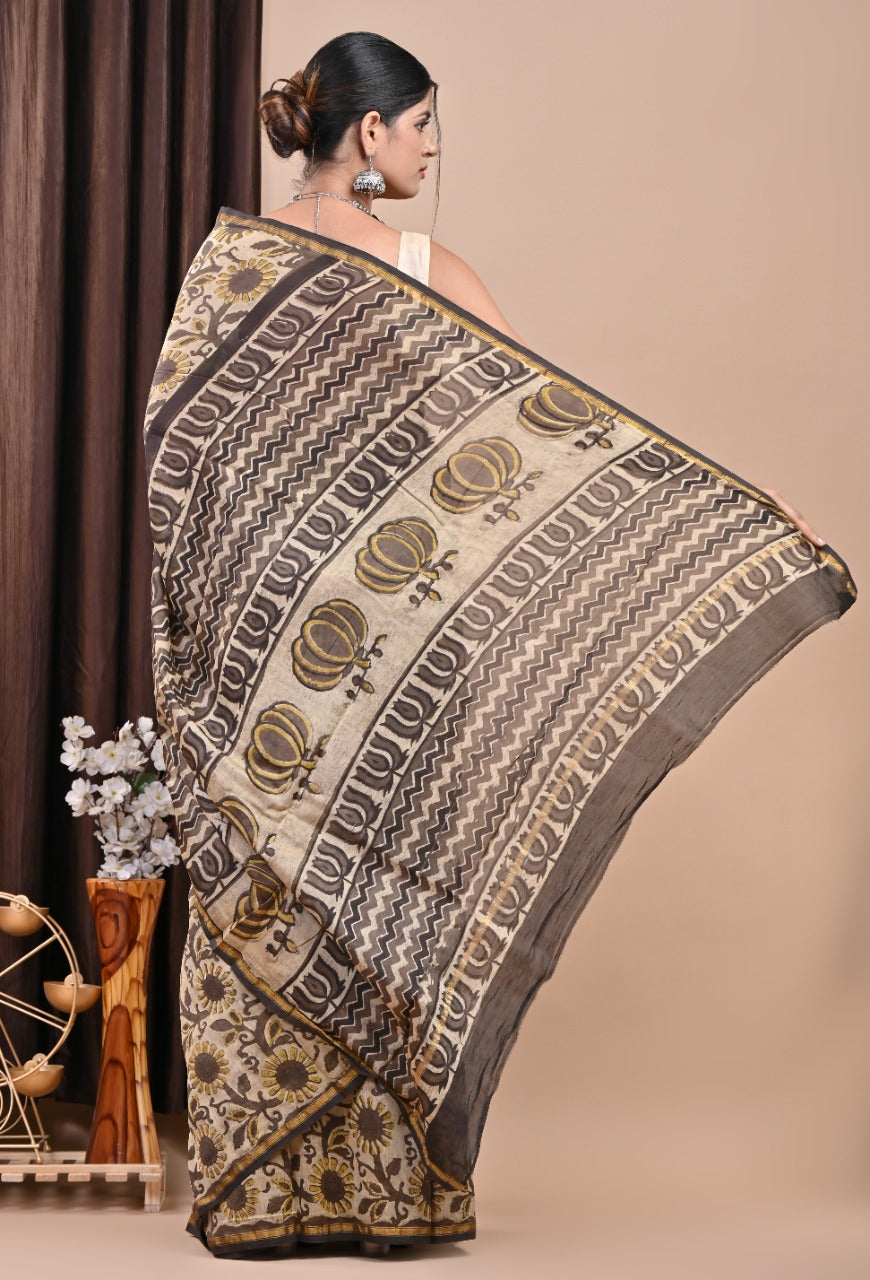 Shop ajrak print chanderi silk sarees (CHSAR57)