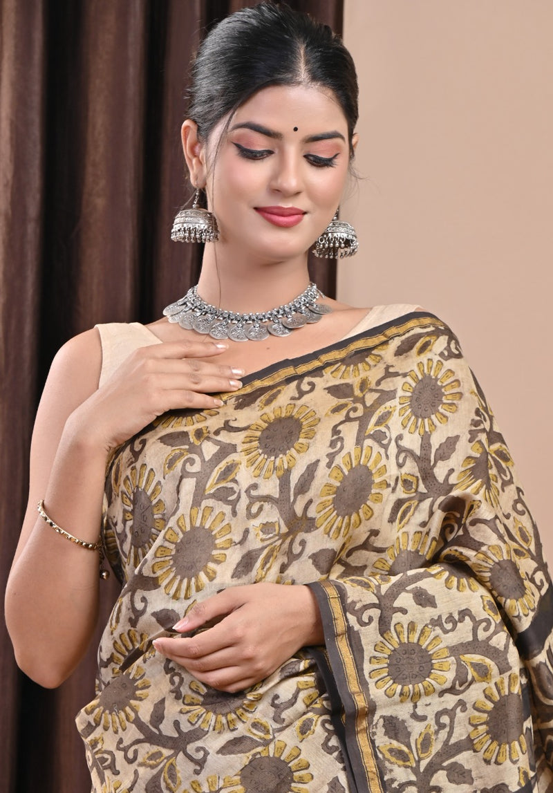 Shop ajrak print chanderi silk sarees (CHSAR57)
