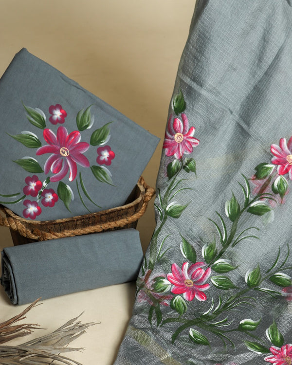 Shop cotton dress material with kota silk dupatta (CKS0002)