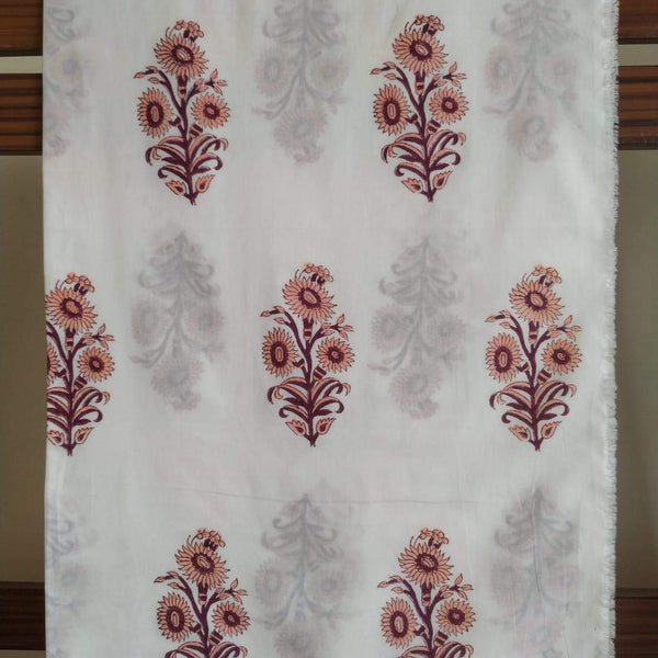 Shop Hand Block Print Pure Cotton Running Fabric (CRF82)