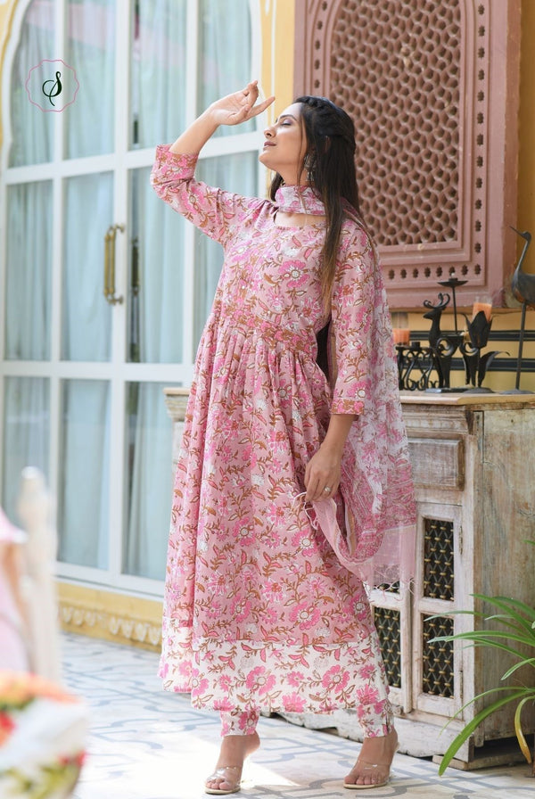 shop stitched cotton suit set with kota doria dupatta online (CSS14KD)