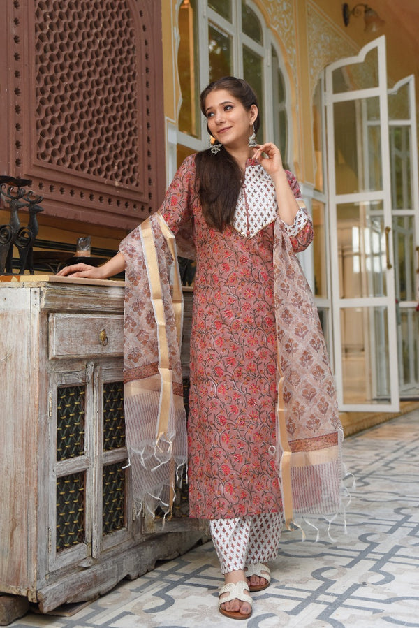 shop stitched suit set with organza dupatta (CSS21ORG)