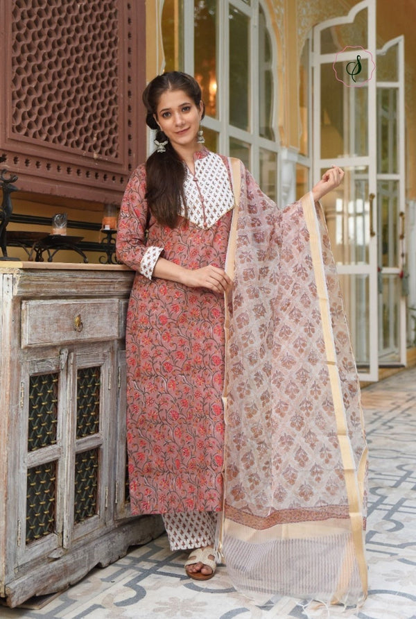 shop stitched suit set with organza dupatta (CSS21ORG)