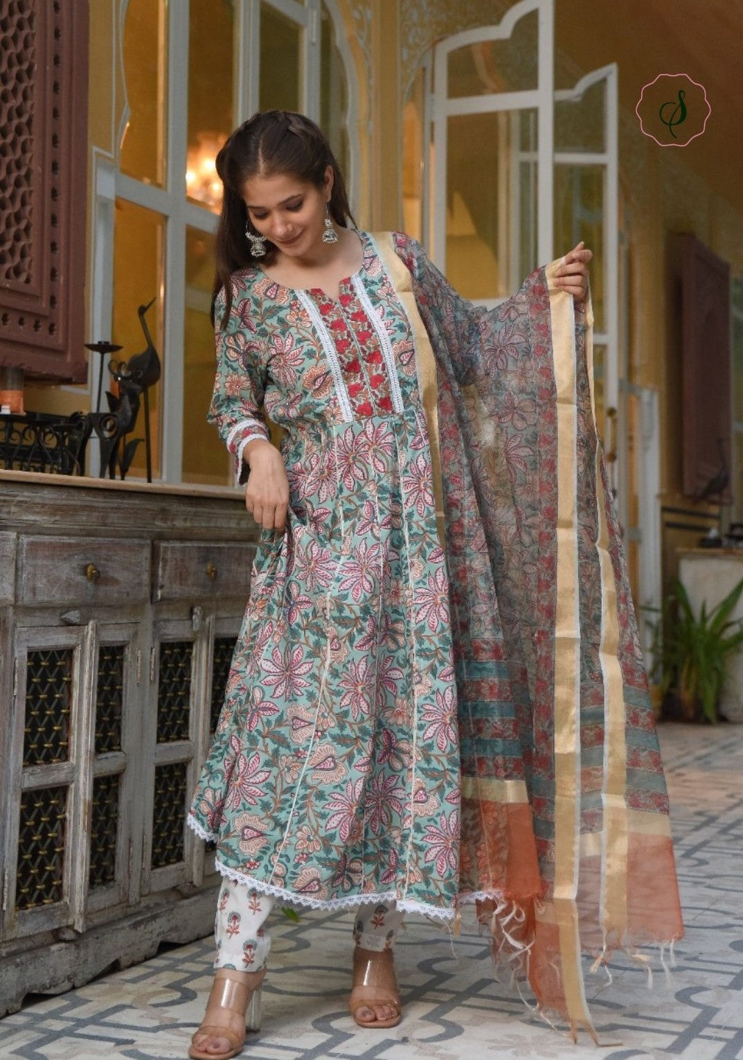 shop stitched suit sets with organza dupatta online (CSS26ORG)