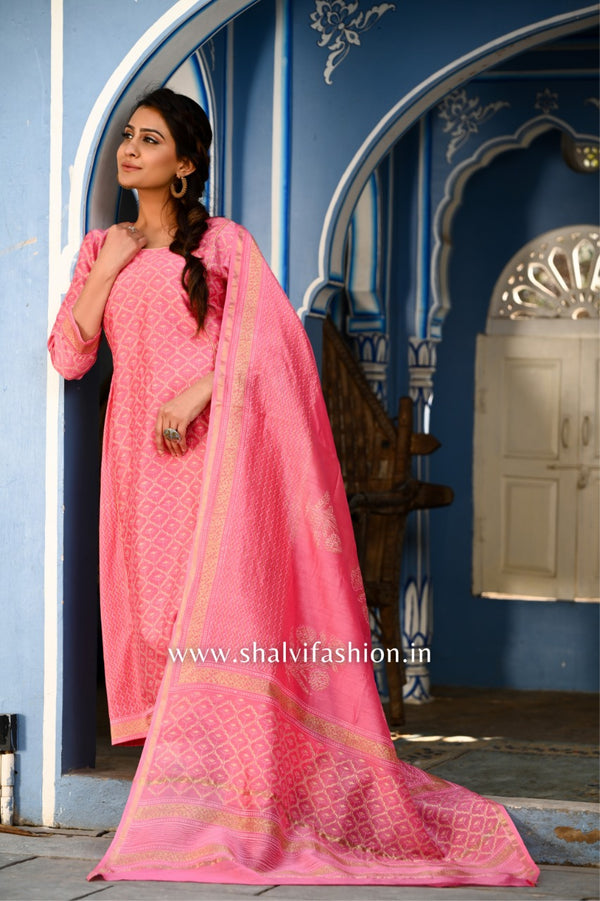Shop stitched chanderi silk suit sets online (CSS40)