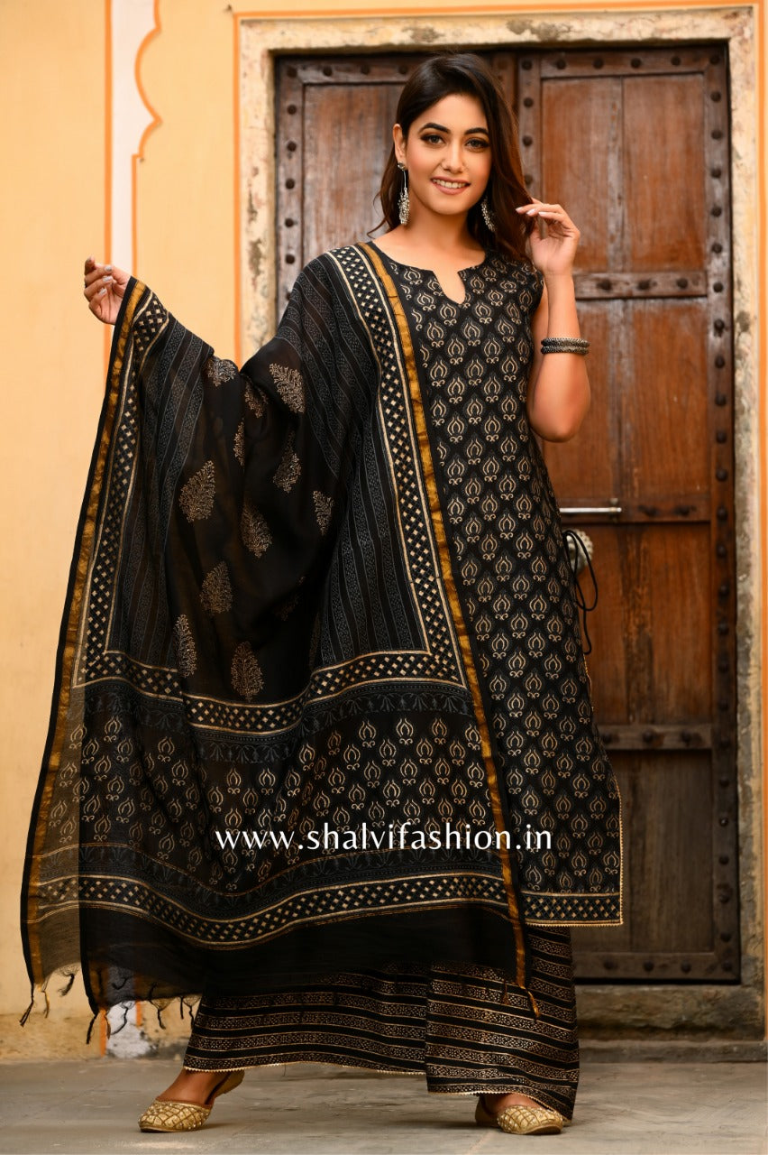 Shop jaipuri print chanderi silk suit sets online (CSS41)