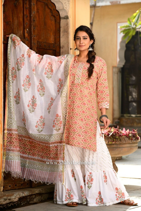 Shop hand block print sharara suit sets (CSS44)