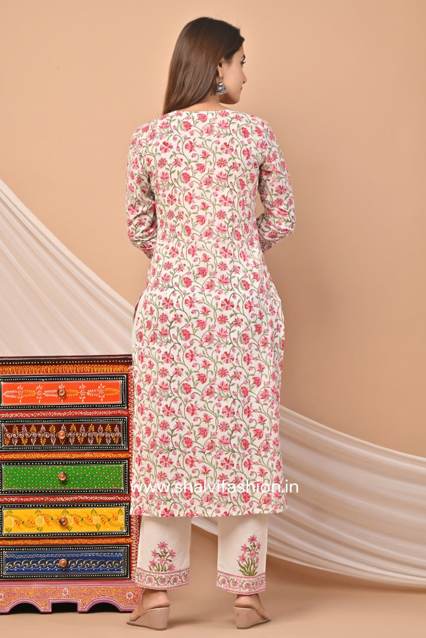 Shop jaipuri print cotton suit sets with kota doria dupatta online (CSS49KD)