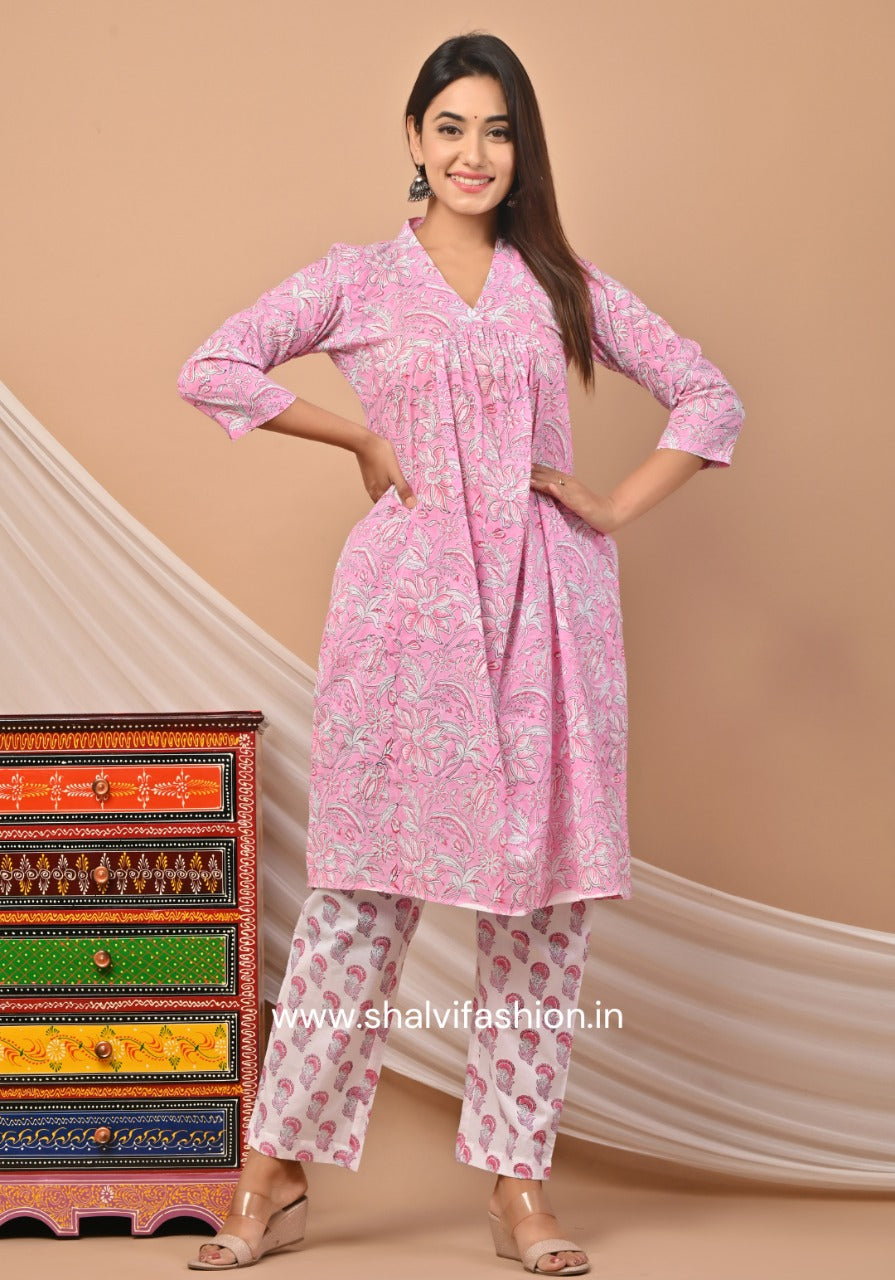 Shop hand block printed kota dupatta cotton suit sets (CSS50KD)