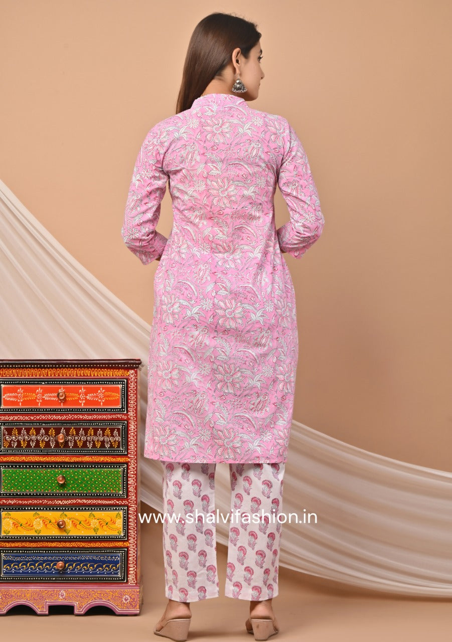 Shop hand block printed kota dupatta cotton suit sets (CSS50KD)