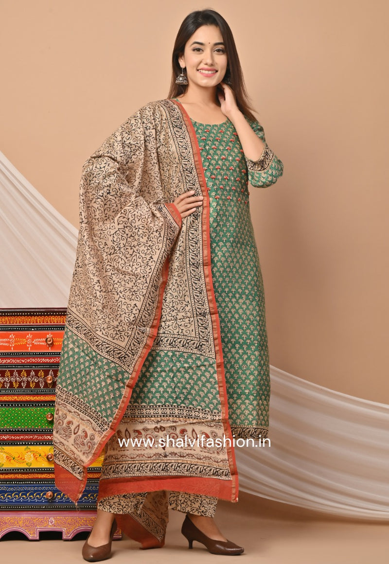 Shop hand work chanderi silk suit sets online (CSS53)