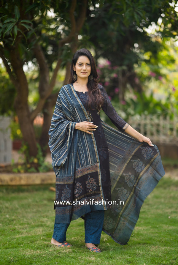 Shop ajrak print maheshwari silk suits online (CSS62)