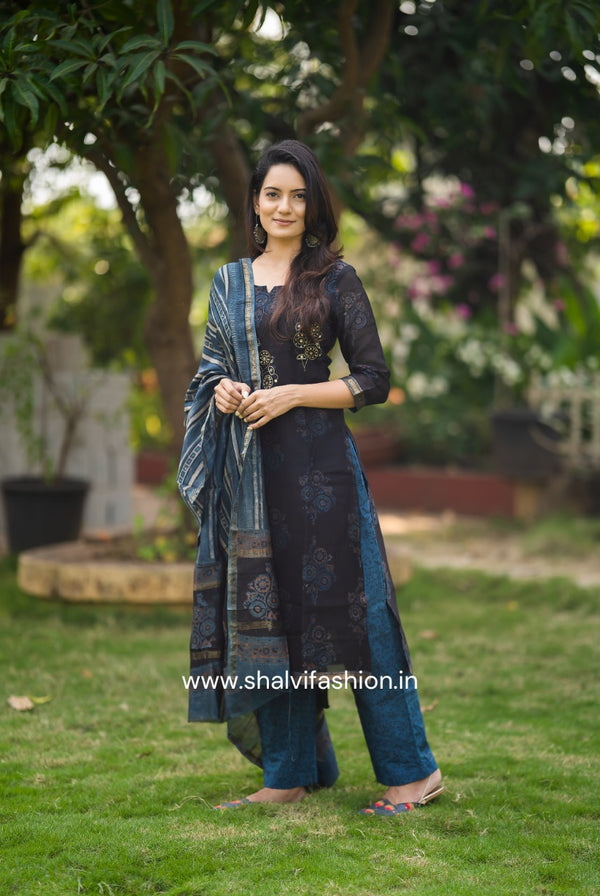 Shop ajrak print maheshwari silk suits online (CSS62)