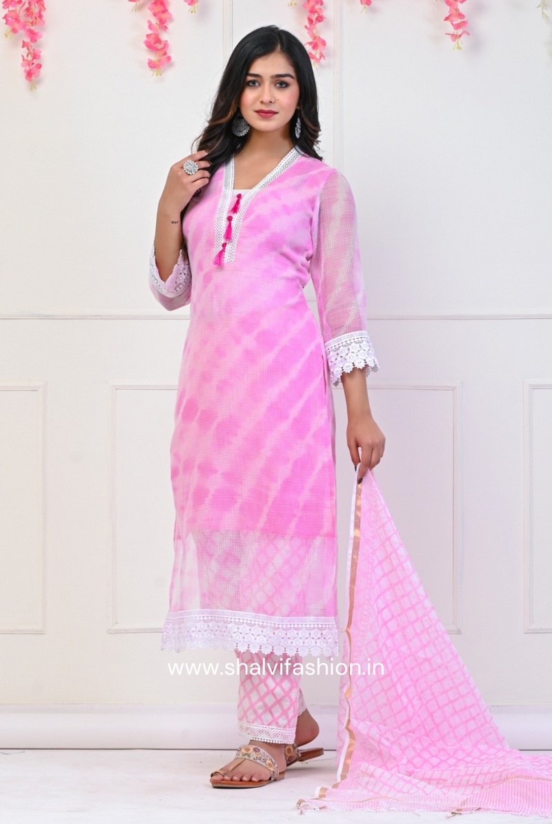 Shop block print kota doria suit sets in jaipur (CSS70KD)