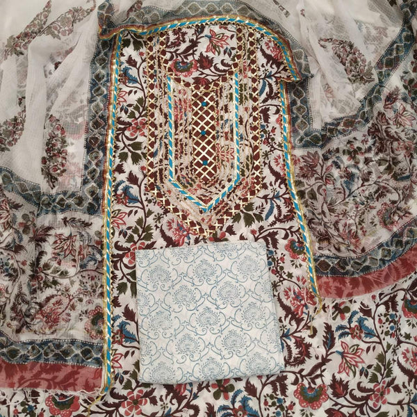 Designer Gota Work Suit with Kota Doria Dupatta (GOTA117) - ShalviFashion