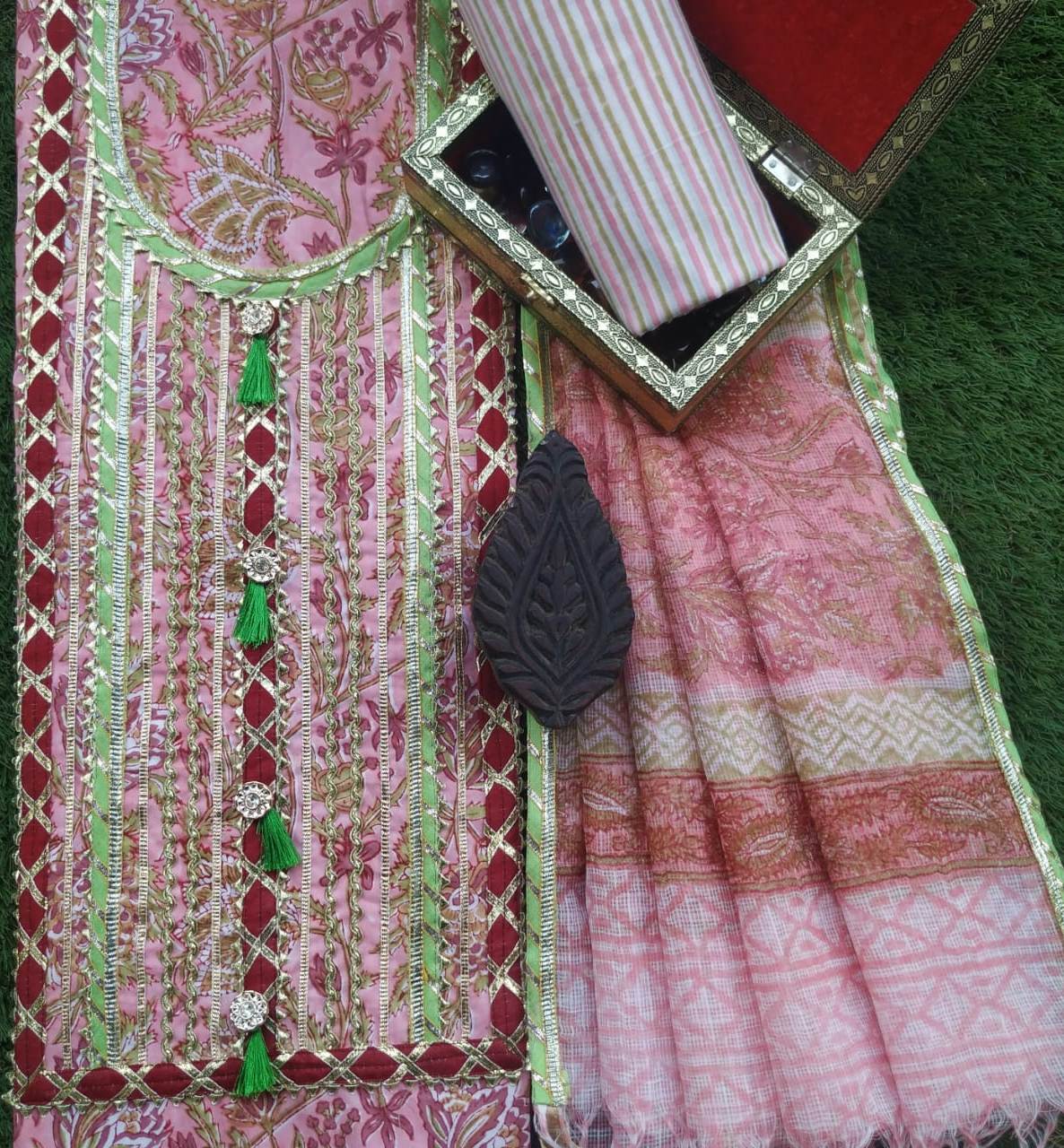 Shop Unstitched Gota Work Collection with Classy Kota Doria Dupatta (GOTA154)