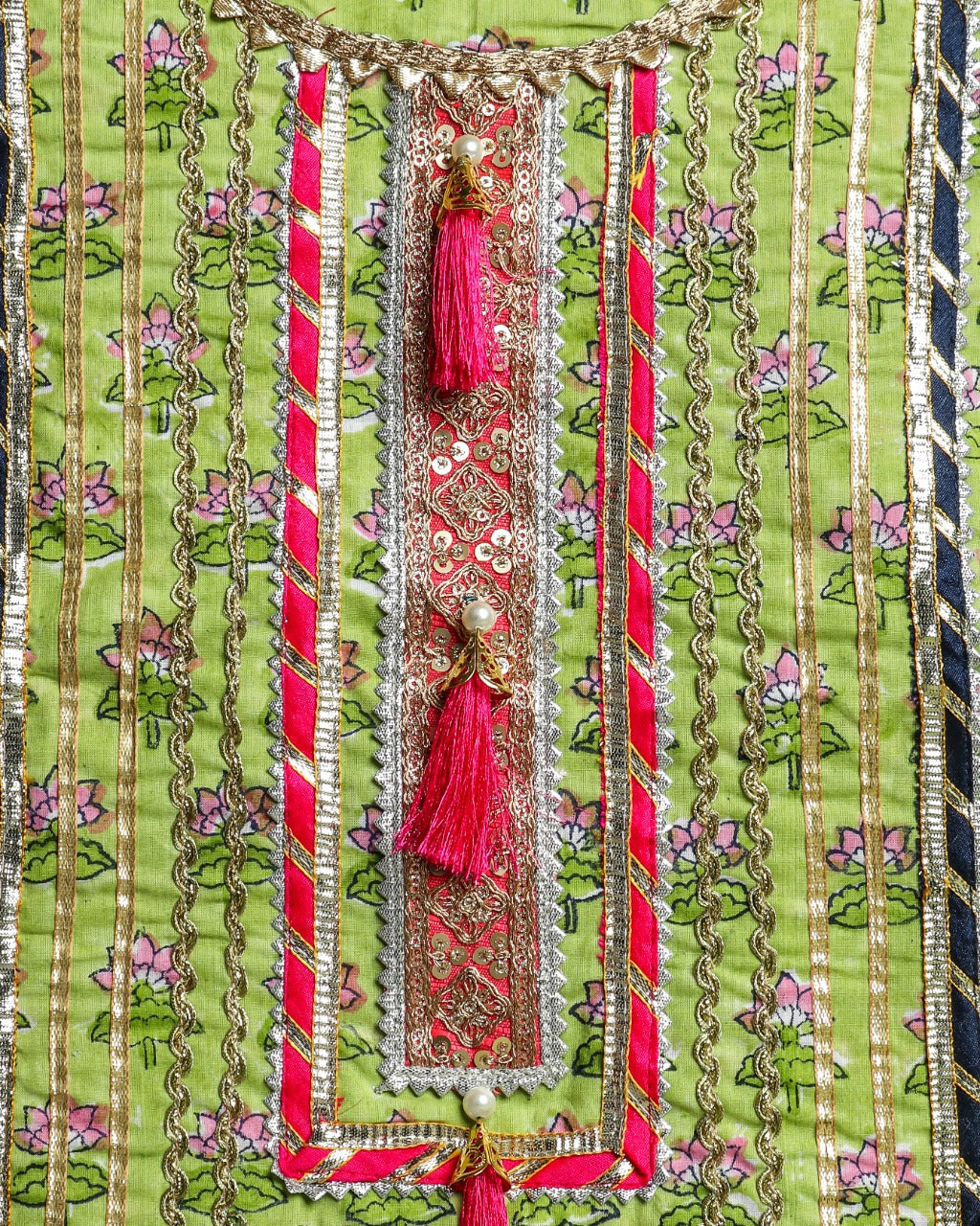shop unstitched gota work suits with mulmul dupatta
