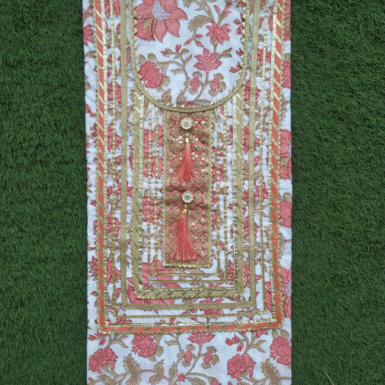 shop gota work suits with kota doria dupatta