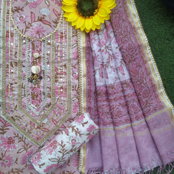 shop gota work suits with kota doria dupatta