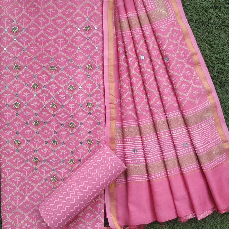 Shop chanderi silk suit set in jaipur (GOTA268)