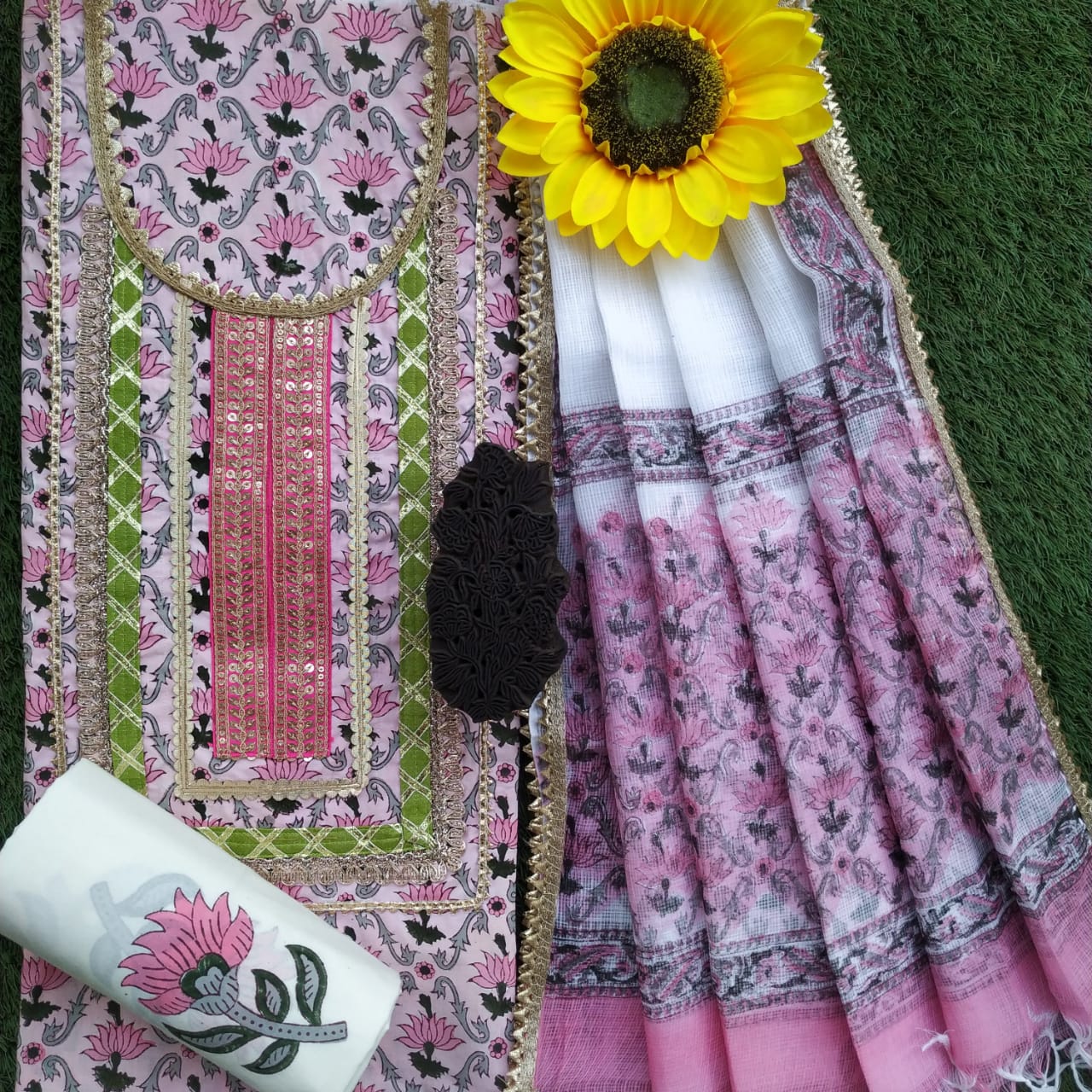 Festive Collection: Gota Work Suit with Kota Doria Dupatta (GOTA27)